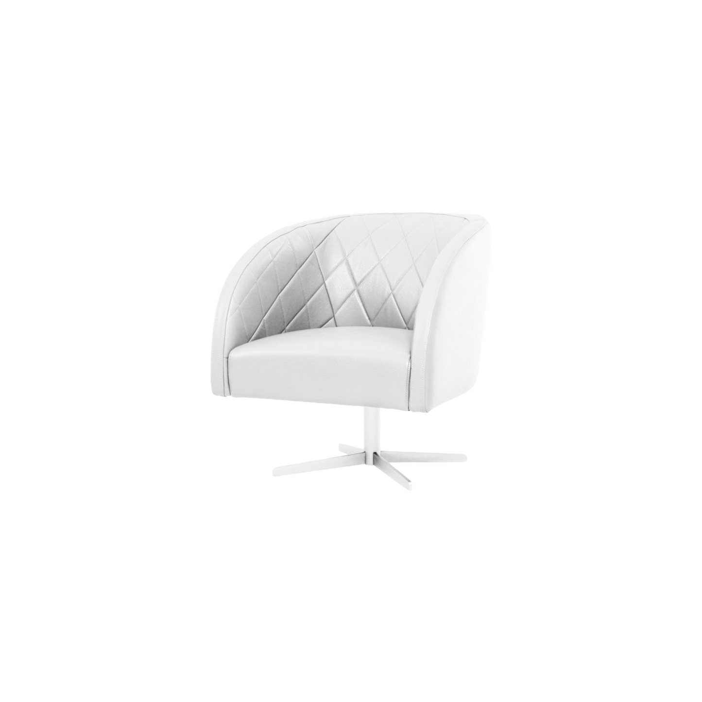 Chaise pivotante en cuir blanc Rombo