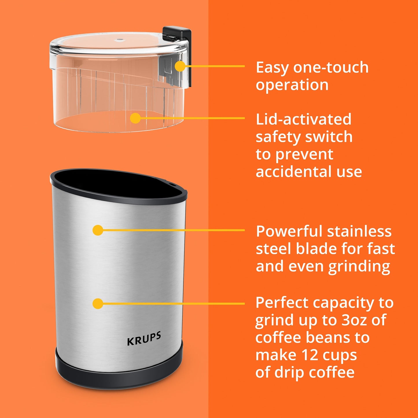 KRUPS Fast Touch Grinder, Stainless Steel