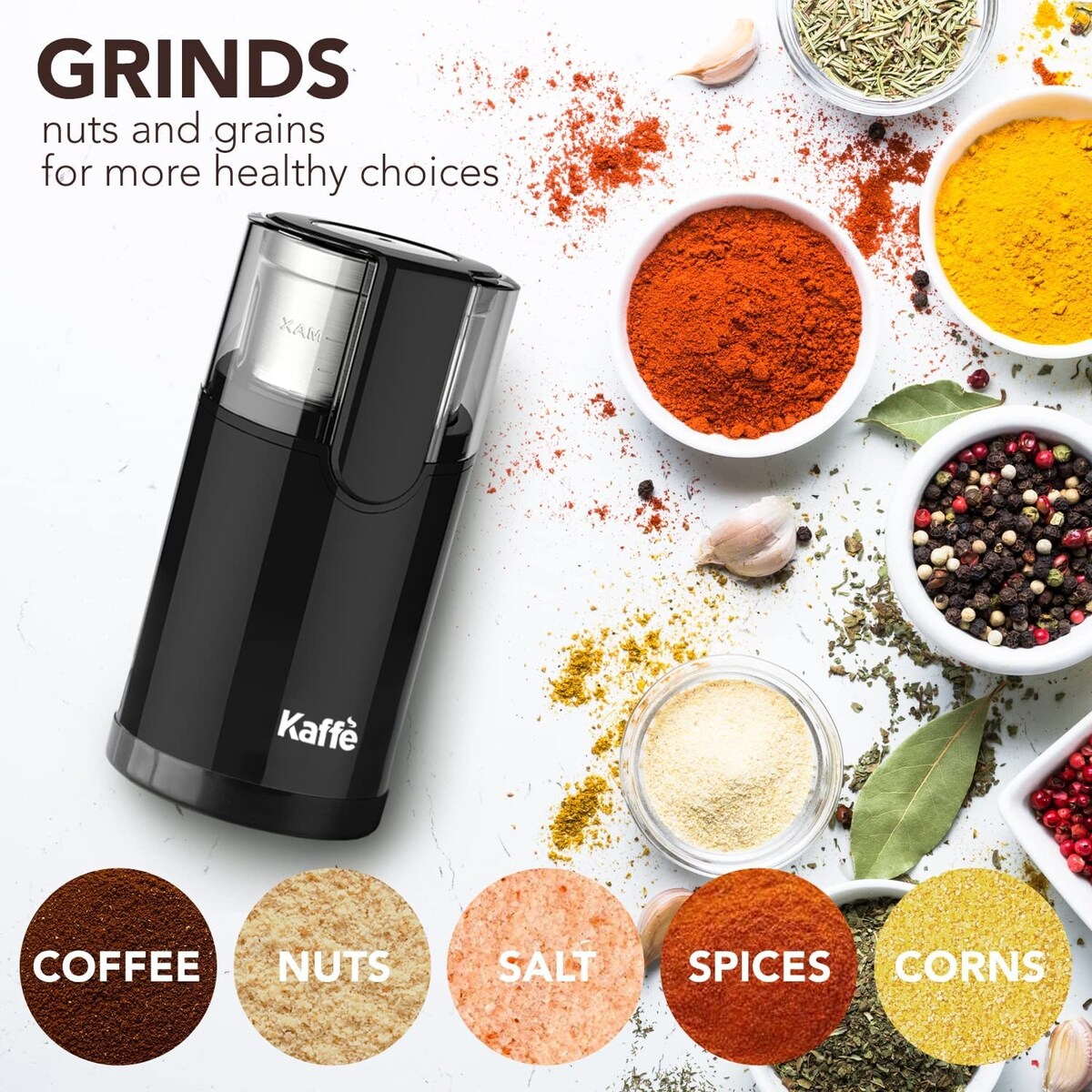Kaffe Electric Blade Coffee Grinder Removable 4.5oz 14-Cup Capacity