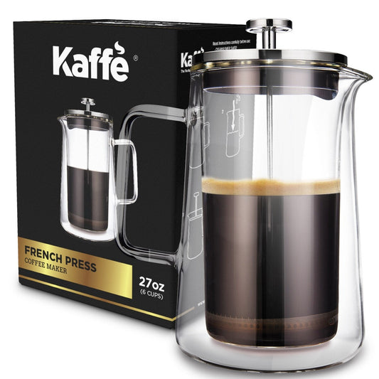 Kaffe KF1010 French Press Coffee Maker Double-Wall Borosilicate Glass 0.8L 6-cup