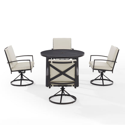 Crosley Kaplan 5Pc Outdoor Metal Round Dining Set- Table & 4 Swivel Chairs