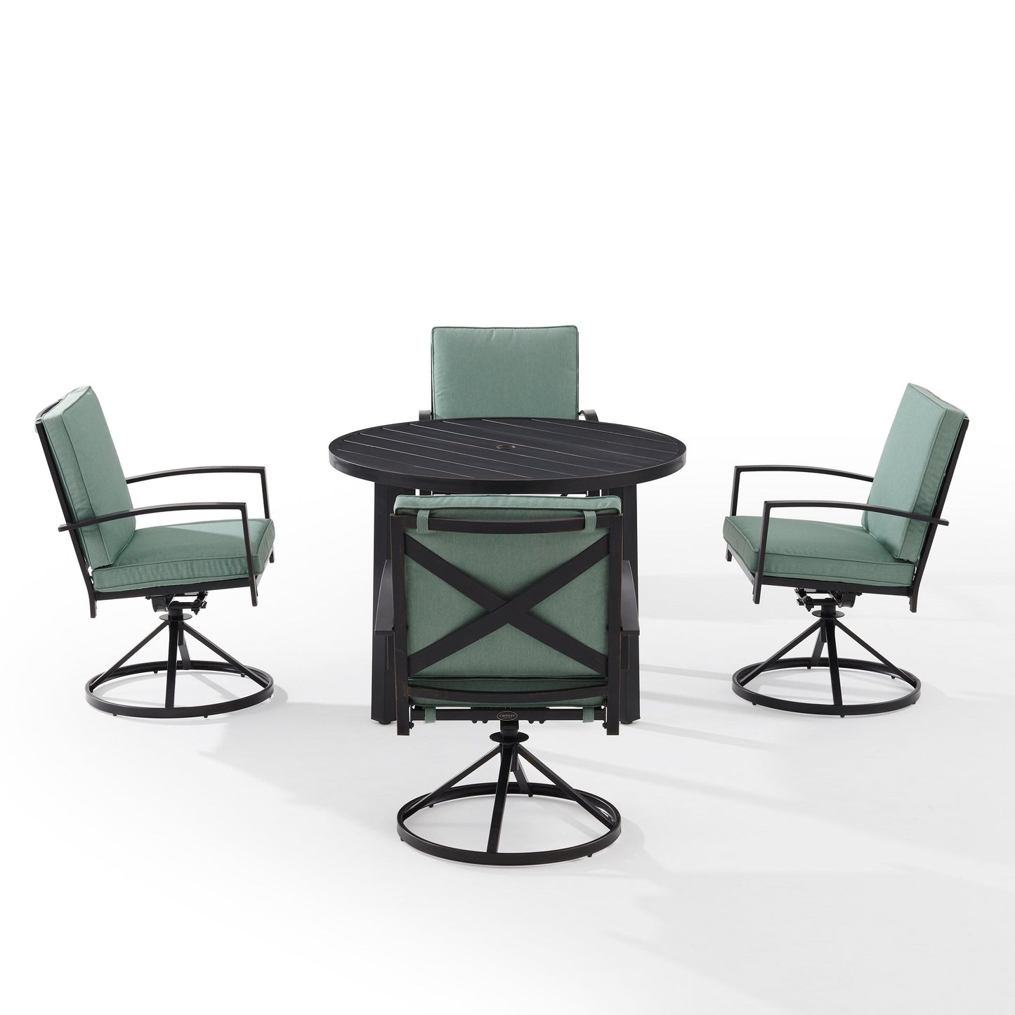 Crosley Kaplan 5Pc Outdoor Metal Round Dining Set- Table & 4 Swivel Chairs