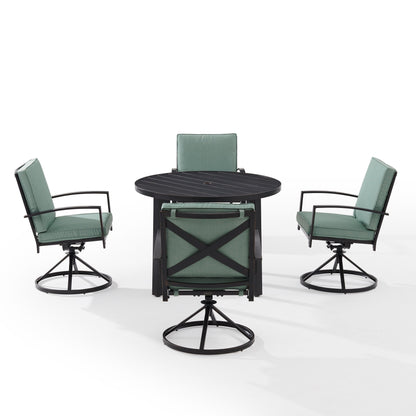 Crosley Kaplan 5Pc Outdoor Metal Round Dining Set- Table & 4 Swivel Chairs