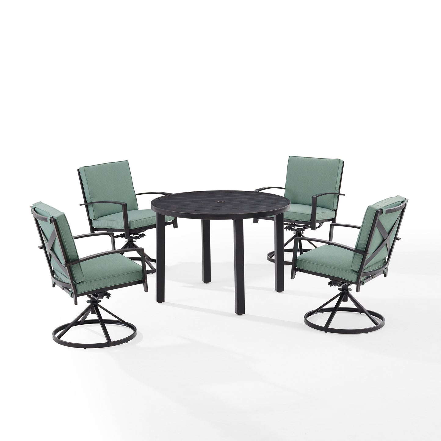 Crosley Kaplan 5Pc Outdoor Metal Round Dining Set- Table & 4 Swivel Chairs