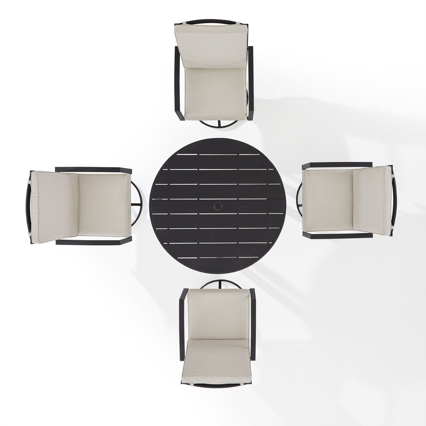 Crosley Kaplan 5Pc Outdoor Metal Round Dining Set- Table & 4 Swivel Chairs