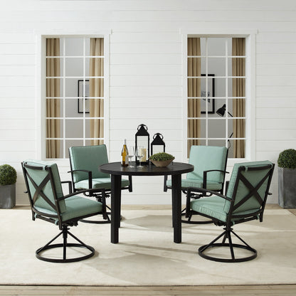 Crosley Kaplan 5Pc Outdoor Metal Round Dining Set- Table & 4 Swivel Chairs
