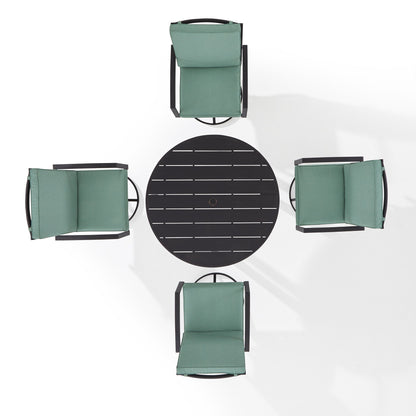 Crosley Kaplan 5Pc Outdoor Metal Round Dining Set- Table & 4 Swivel Chairs