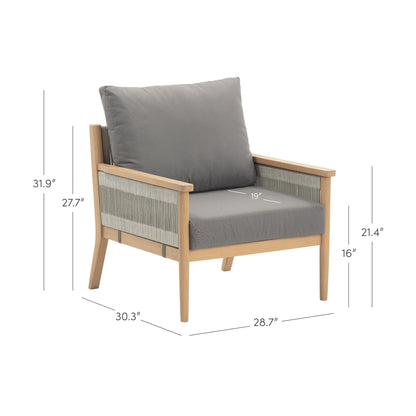 Kayden Bohemian 3-Piece Patio Conversation Set, Outdoor Loveseat and Chair Set with Solid Acacia Wood Frame