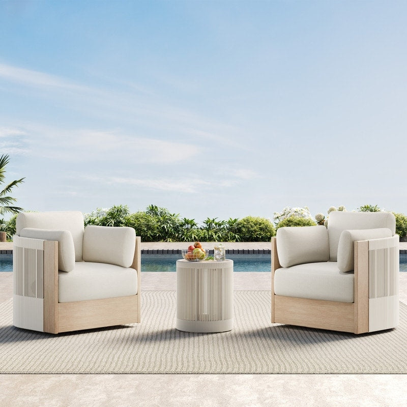 Khloe Outdoor Wood Patio Furniture Swivel Chair
