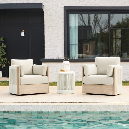 Khloe Outdoor Wood Patio Furniture Swivel Chair