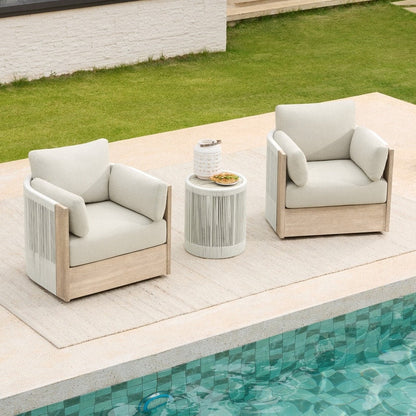 Khloe Outdoor Wood Patio Furniture Swivel Chair