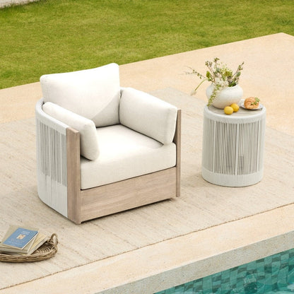 Khloe Outdoor Wood Patio Furniture Swivel Chair