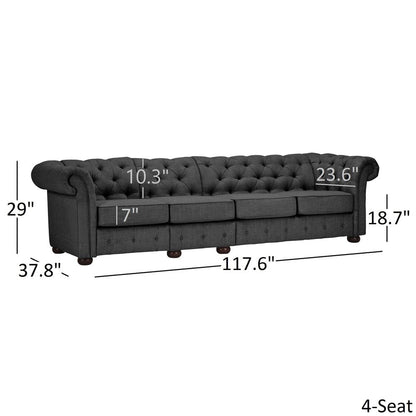 Knightsbridge Grey Extra Long Chesterfield Sofa by iNSPIRE Q Artisan