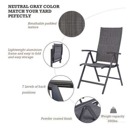 Kozyard Coolmen Outdoor Patio Dining Furniture 2-Pack Foldable Chairs