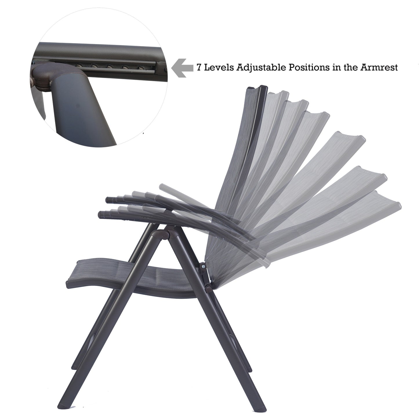 Kozyard Coolmen Outdoor Patio Dining Furniture 2-Pack Foldable Chairs