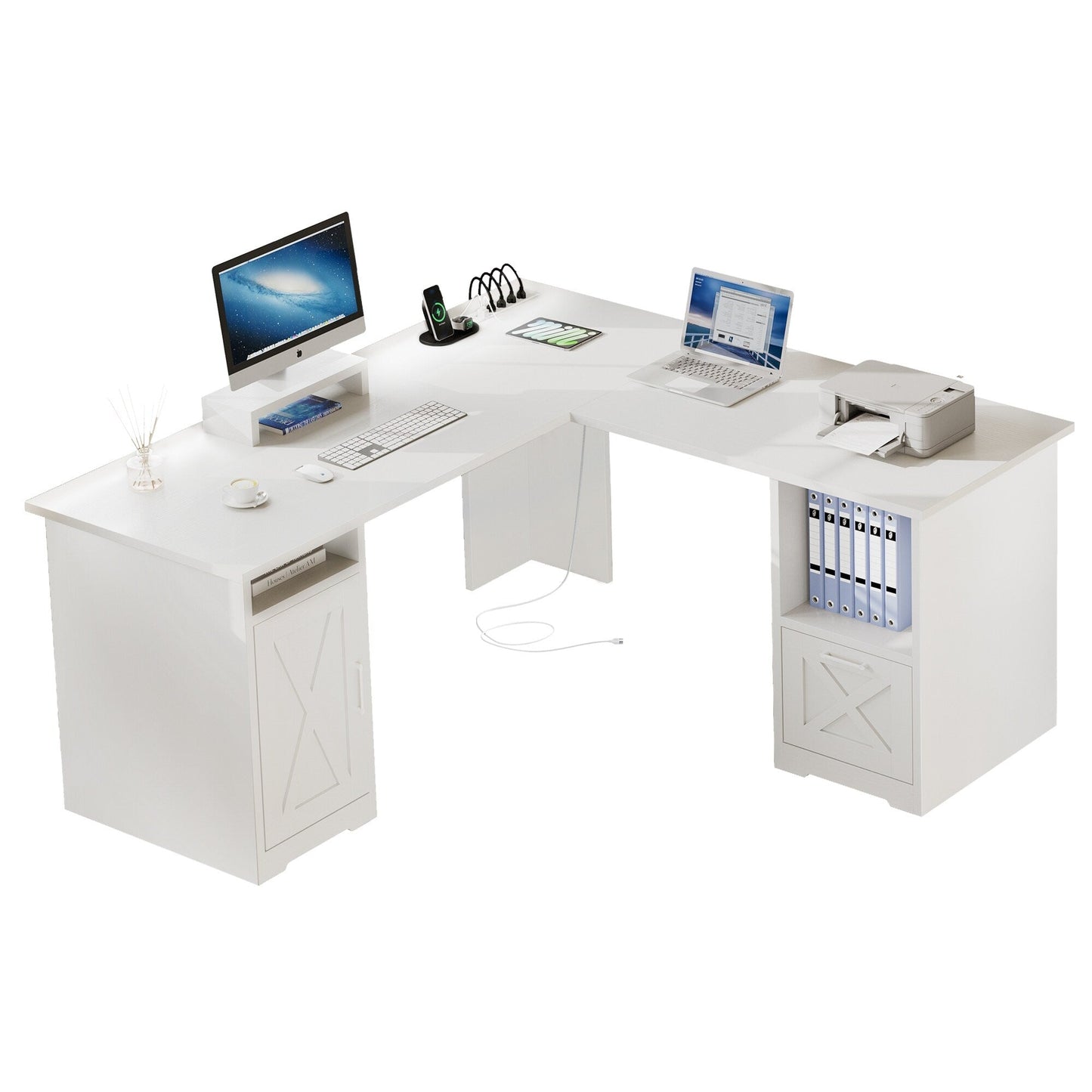 Moasis L Shaped Gaming Desk 59-Inch Computer Corner Desk with Monitor Stand
