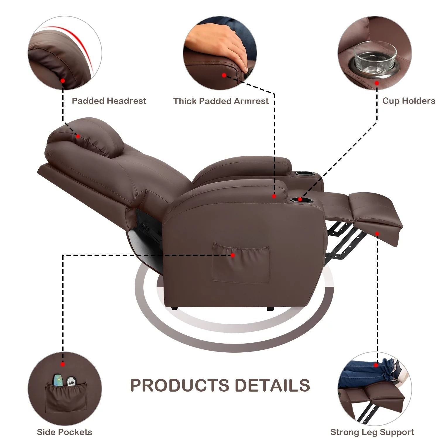 LACOO Power Lift Recliner PU Leather Reclining Chair with Massage