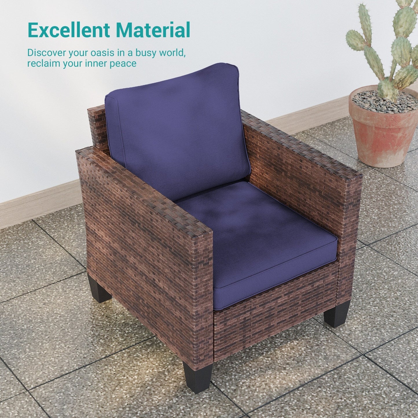 LIVOOSUN 2Pcs Outdoor Seating Sets Patio Brown Rattan Furniture Chair