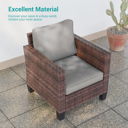 LIVOOSUN 2Pcs Outdoor Seating Sets Patio Brown Rattan Furniture Chair