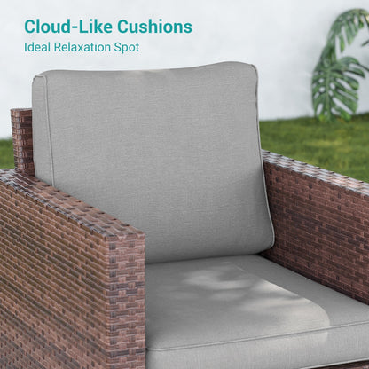 LIVOOSUN 2Pcs Outdoor Seating Sets Patio Brown Rattan Furniture Chair