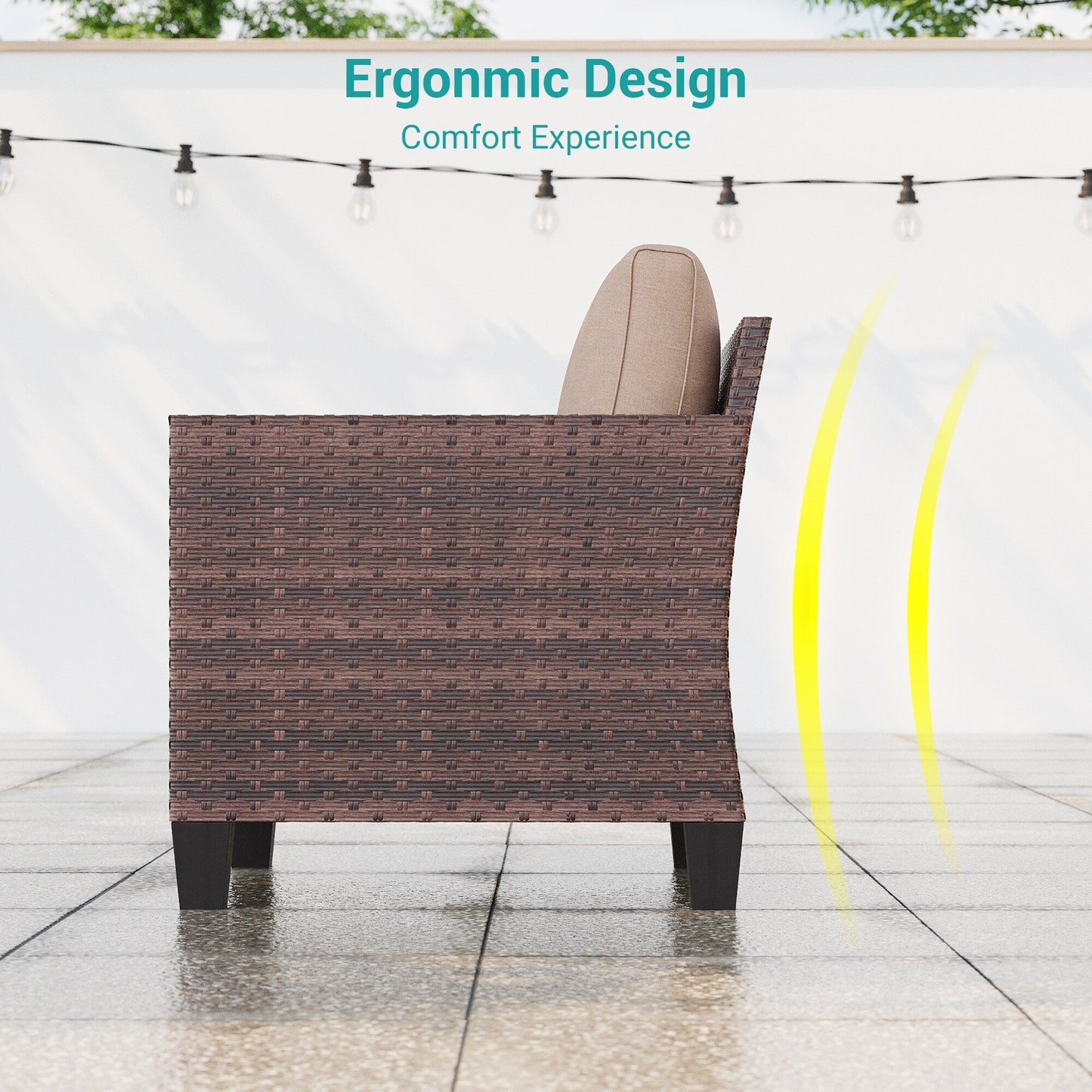 LIVOOSUN 2Pcs Outdoor Seating Sets Patio Brown Rattan Furniture Chair
