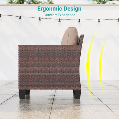 LIVOOSUN 2Pcs Outdoor Seating Sets Patio Brown Rattan Furniture Chair