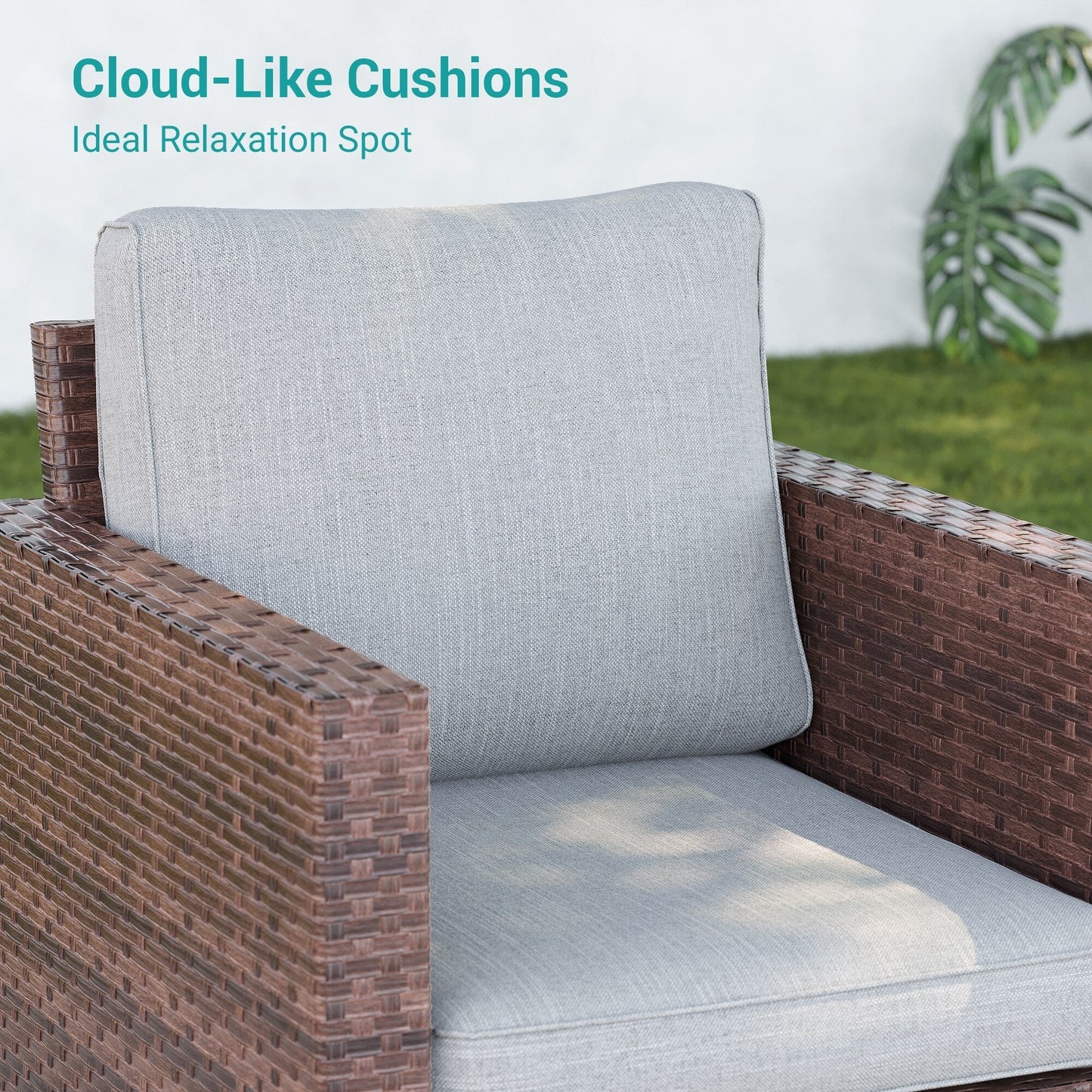 LIVOOSUN 2Pcs Outdoor Seating Sets Patio Brown Rattan Furniture Chair