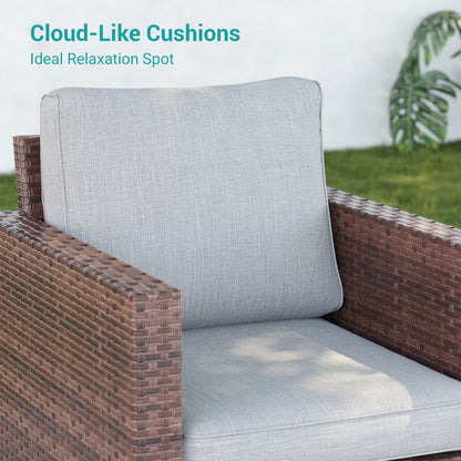 LIVOOSUN 2Pcs Outdoor Seating Sets Patio Brown Rattan Furniture Chair
