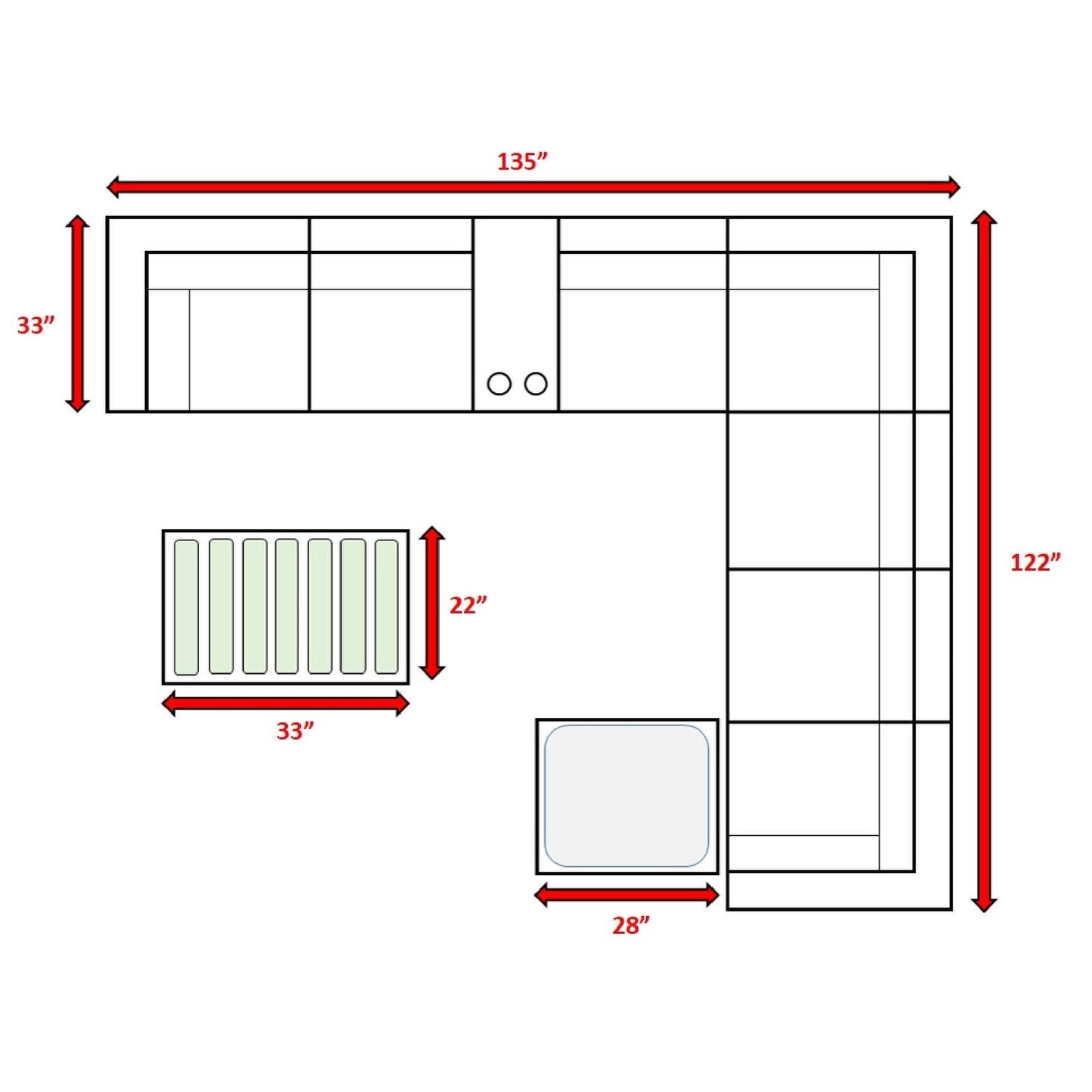 LSI 10 Piece Sectional Seating Group
