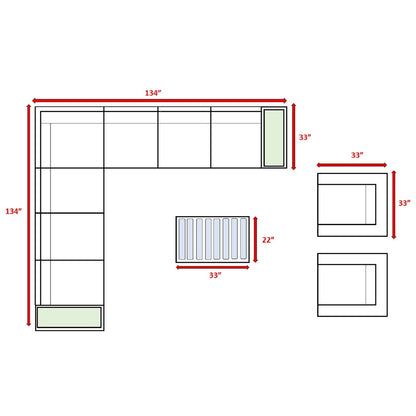LSI 12 Piece Rattan Sectional Seating Group with Cushions