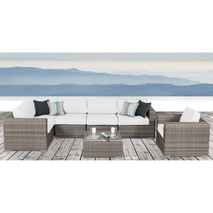 LSI 7 Piece Rattan Sunbrella Sectional Seating Group with Cushions