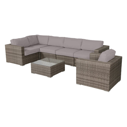 LSI 7 Piece Rattan Sunbrella Sectional Seating Group with Cushions