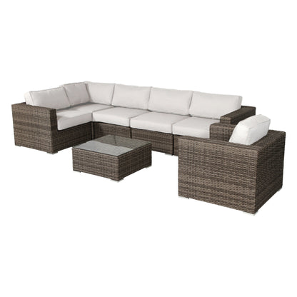 LSI 7 Piece Rattan Sunbrella Sectional Seating Group with Cushions