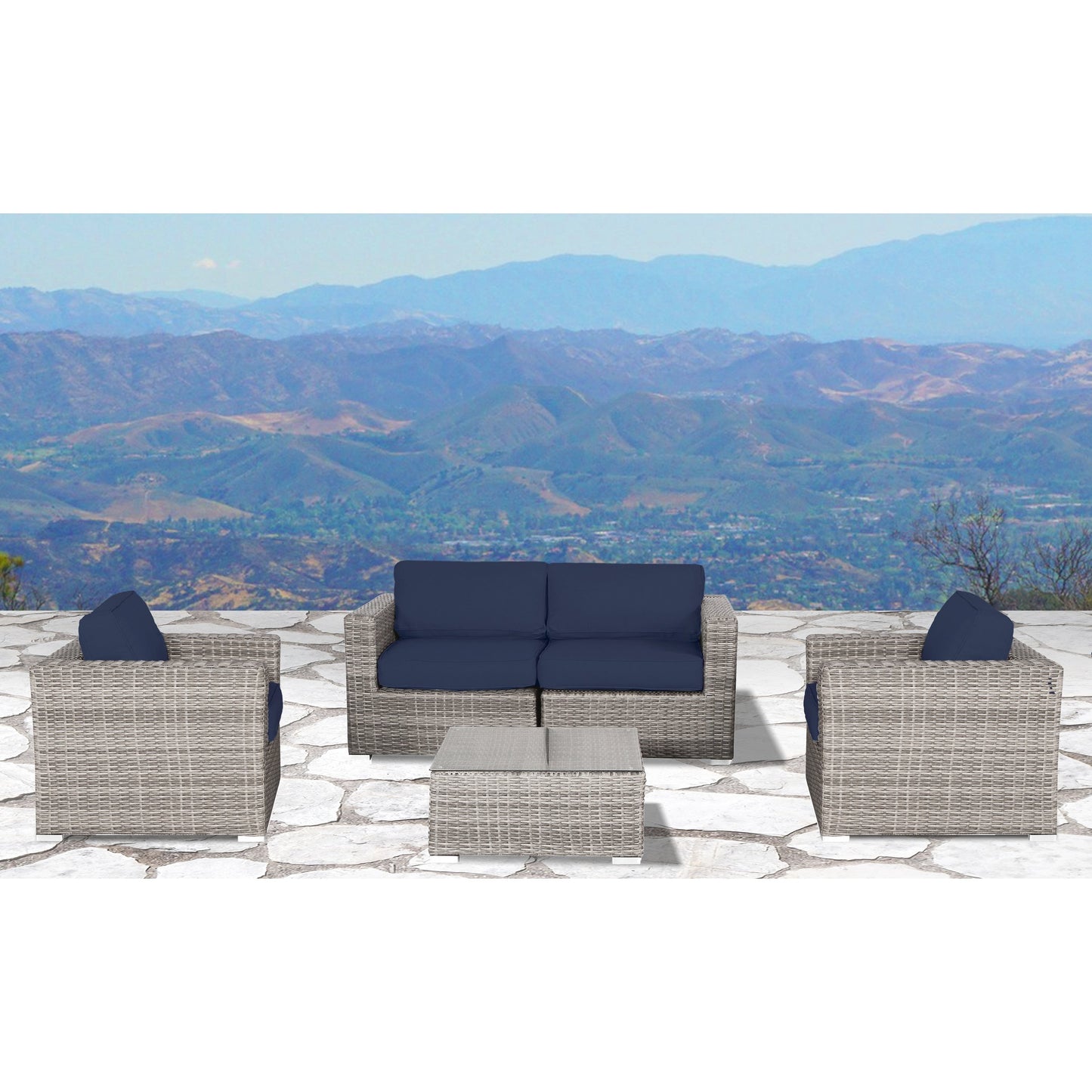 LSI Verona Wicker 5-piece Resort Grade Outdoor Furniture Patio Sofa Set