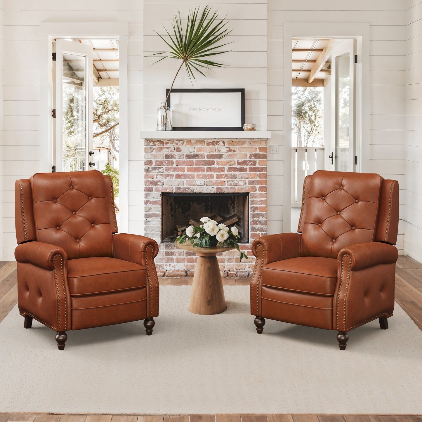 LUE BONA Leather Recliner Chair Accent Chairs for Living Room Set of 2