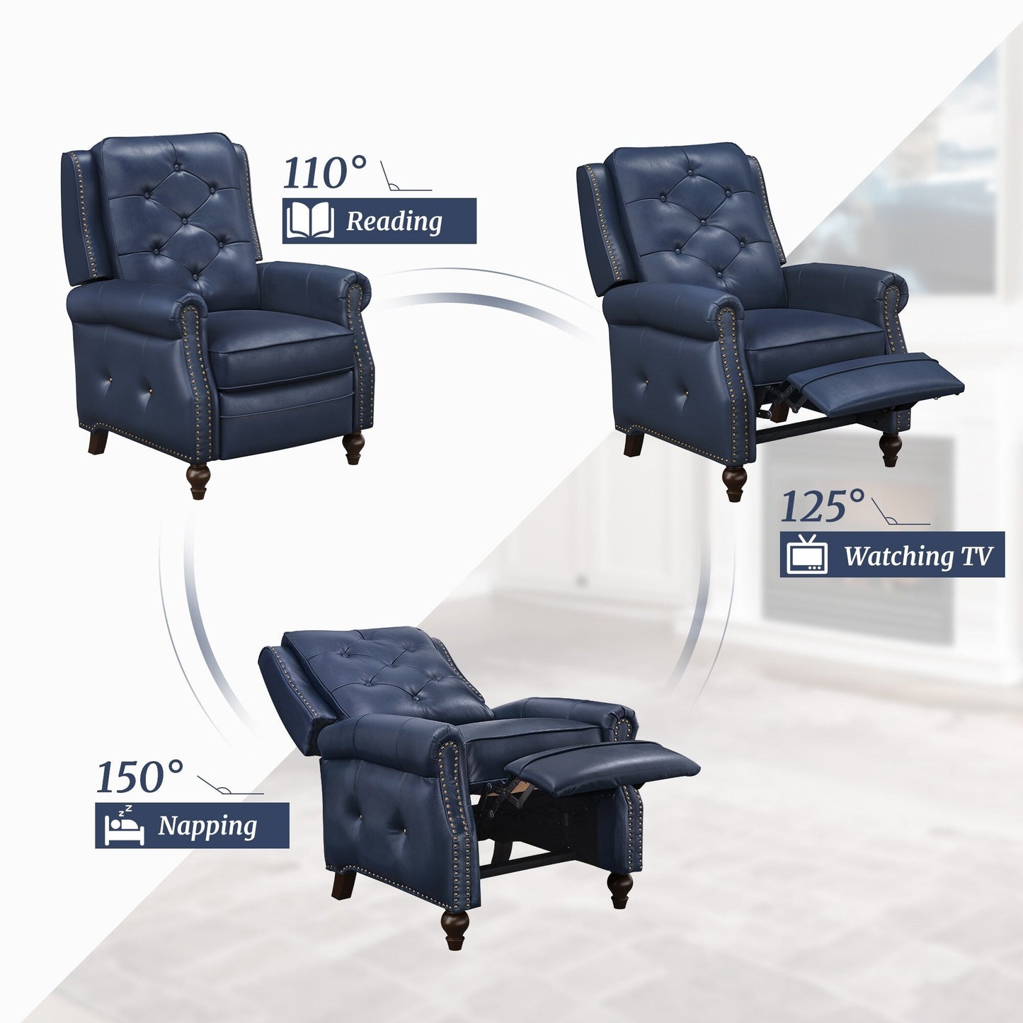 LUE BONA Leather Recliner Chair Accent Chairs for Living Room Set of 2