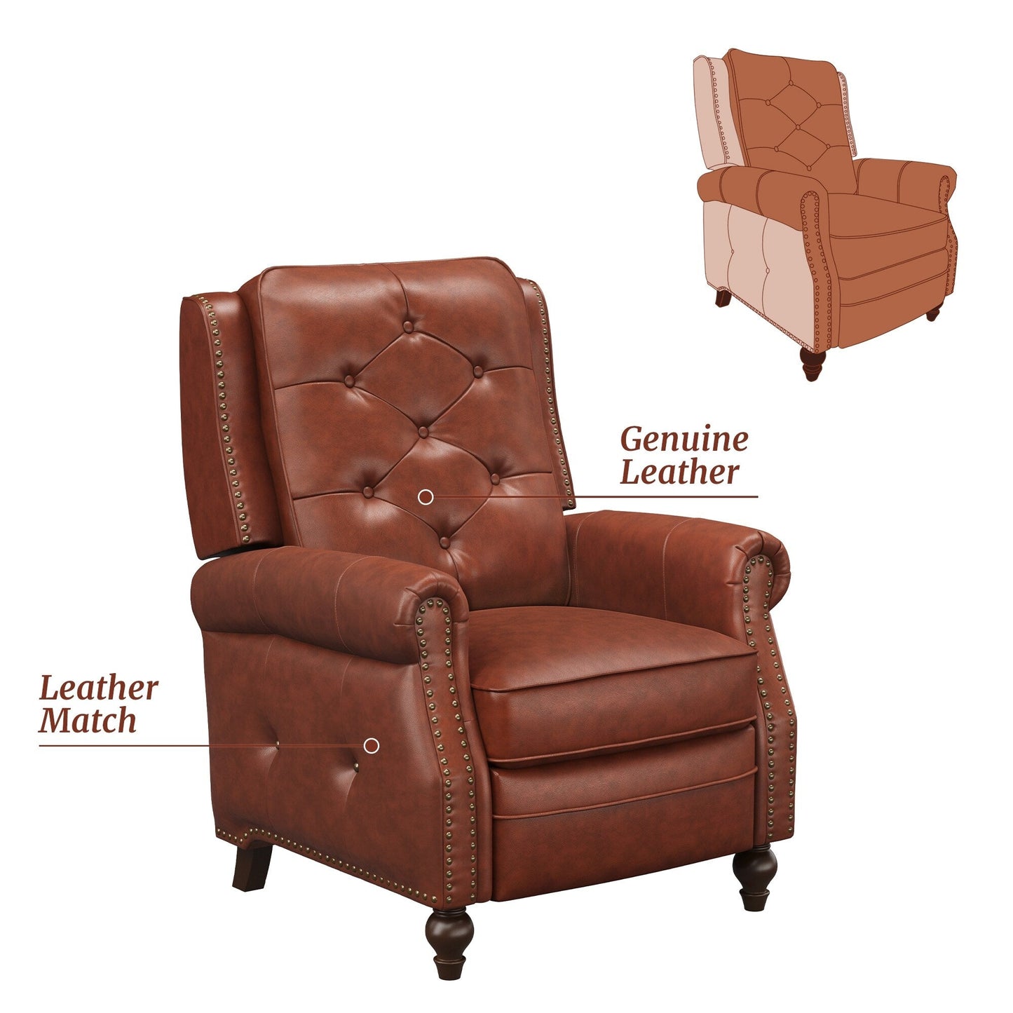 LUE BONA Leather Recliner Chair Accent Chairs for Living Room Set of 2