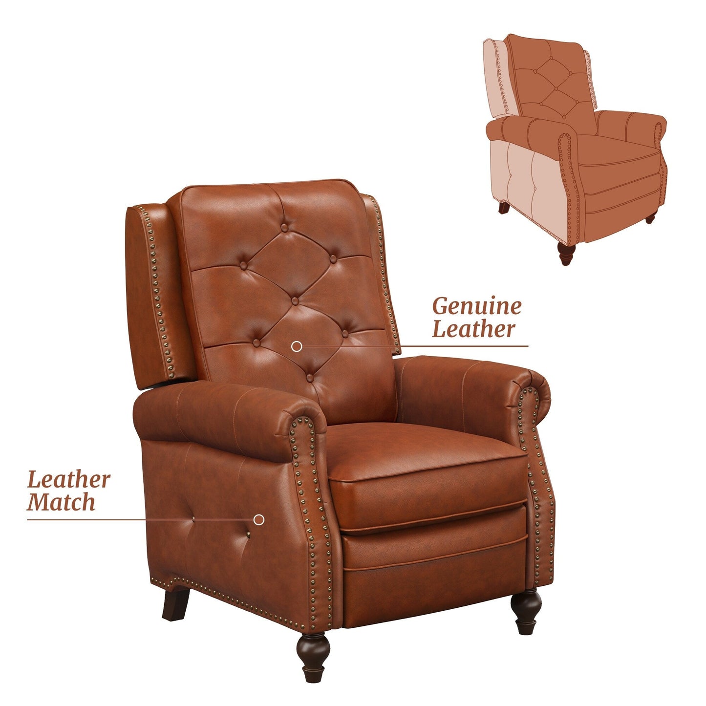 LUE BONA Leather Recliner Chair Accent Chairs for Living Room Set of 2