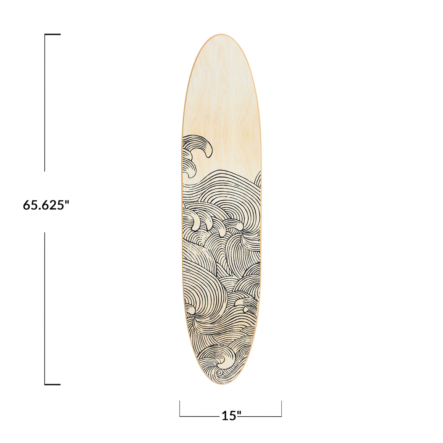 Lacquered Wood Surfboard Wall Décor