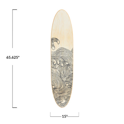 Lacquered Wood Surfboard Wall Décor