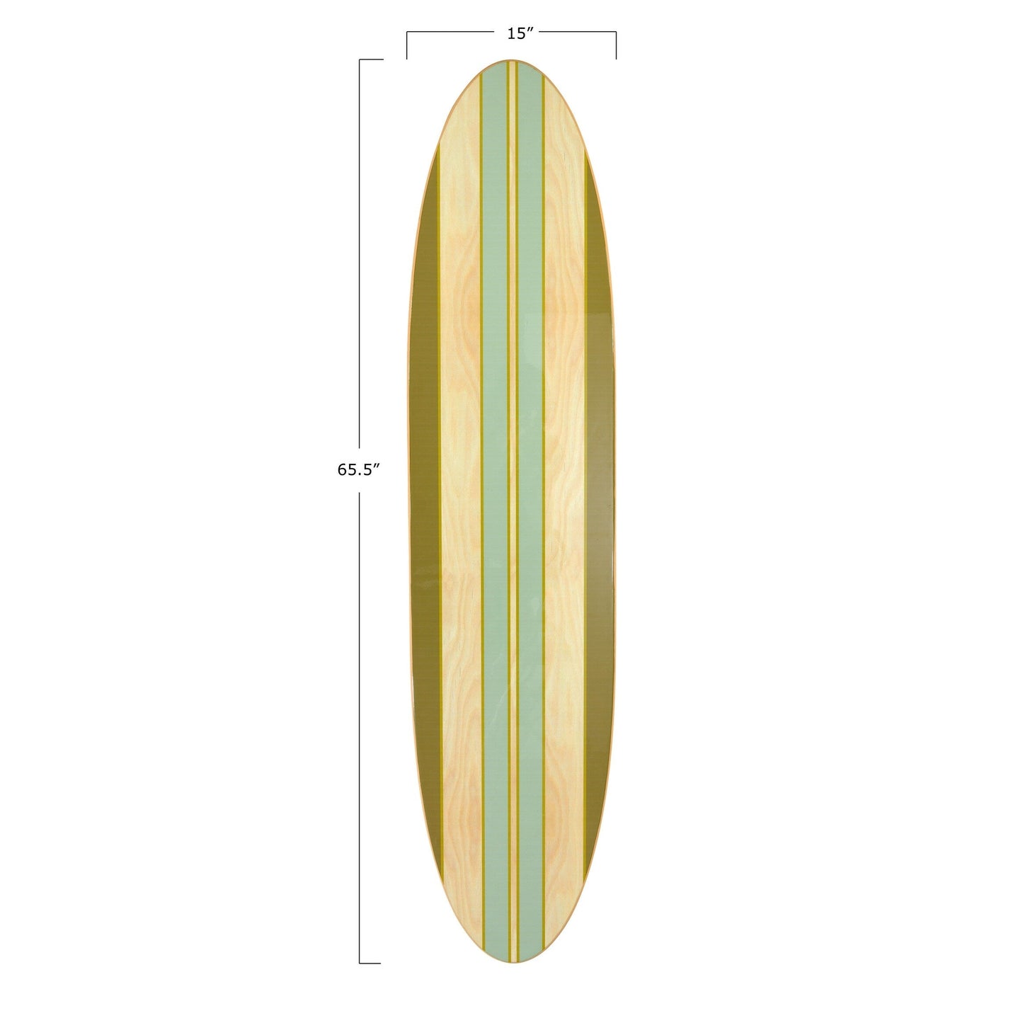 Lacquered Wood Surfboard Wall Décor