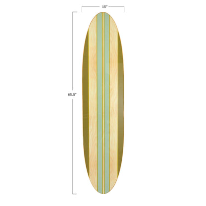 Lacquered Wood Surfboard Wall Décor
