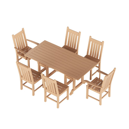 Polytrends Laguna Hdpe All Weather Outdoor Patio Dining Set with Rectangle Table, Side Chairs (7-Piece Set)