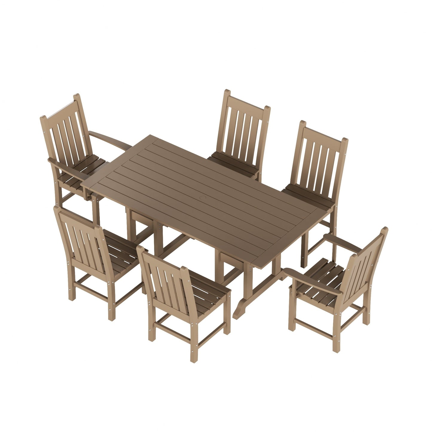 Polytrends Laguna Hdpe All Weather Outdoor Patio Dining Set with Rectangle Table, Side Chairs (7-Piece Set)