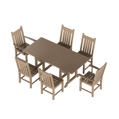 Polytrends Laguna Hdpe All Weather Outdoor Patio Dining Set with Rectangle Table, Side Chairs (7-Piece Set)