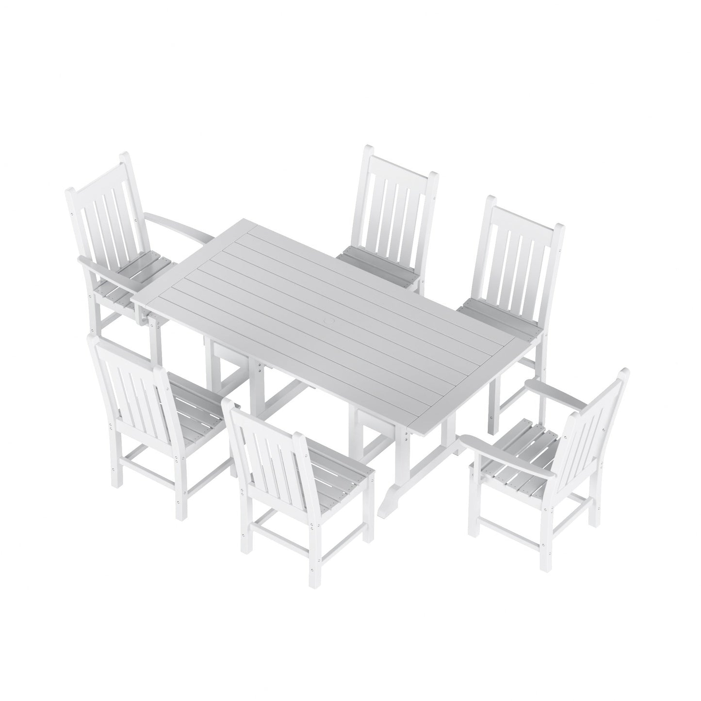 Polytrends Laguna Hdpe All Weather Outdoor Patio Dining Set with Rectangle Table, Side Chairs (7-Piece Set)