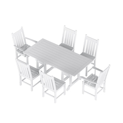 Polytrends Laguna Hdpe All Weather Outdoor Patio Dining Set with Rectangle Table, Side Chairs (7-Piece Set)