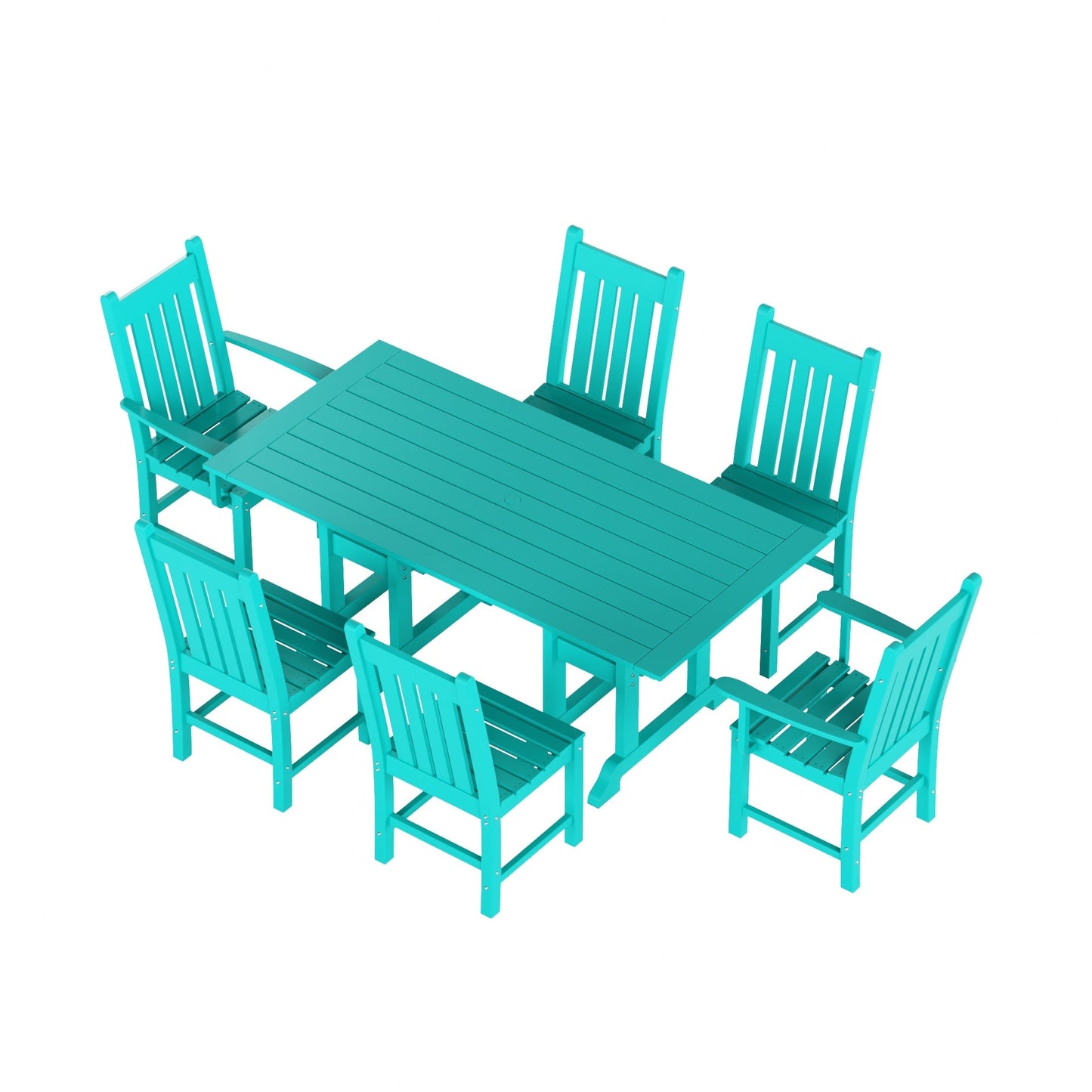 Polytrends Laguna Hdpe All Weather Outdoor Patio Dining Set with Rectangle Table, Side Chairs (7-Piece Set)