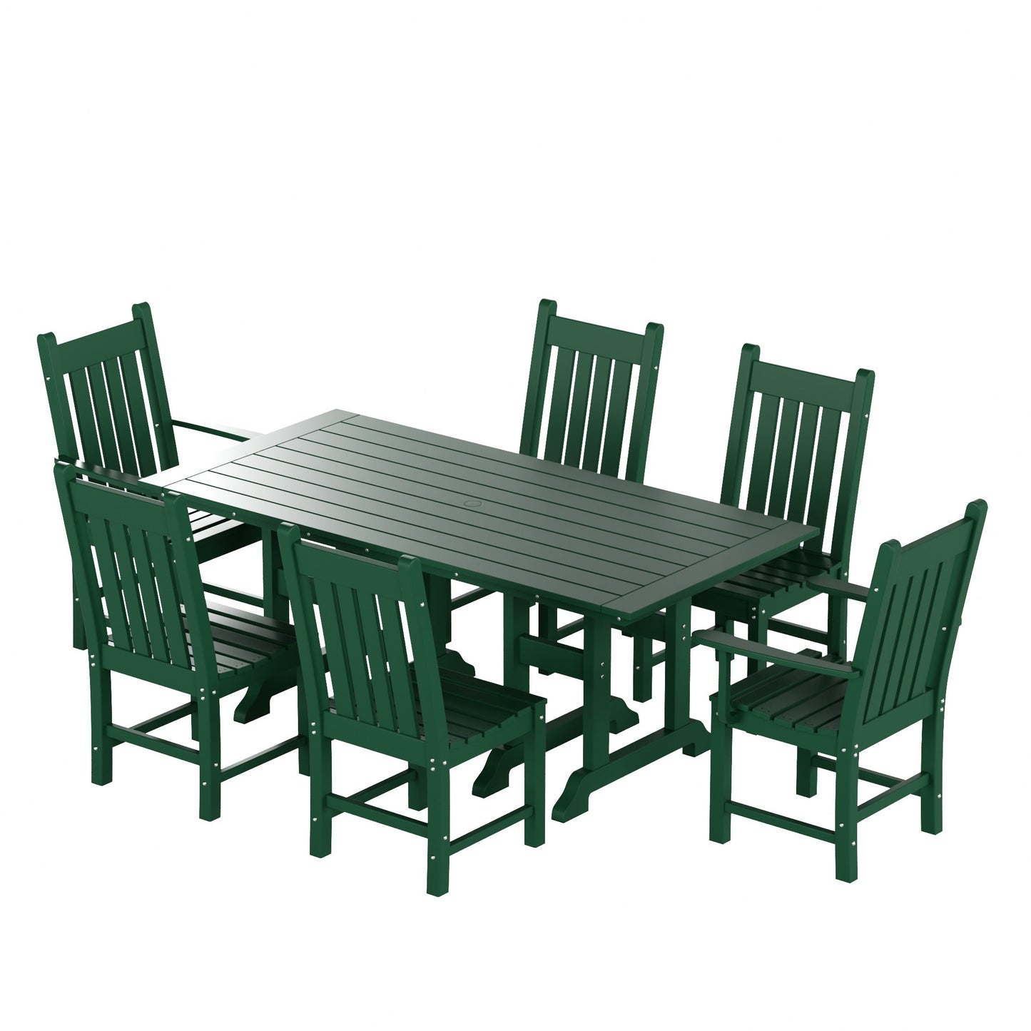 Polytrends Laguna Hdpe All Weather Outdoor Patio Dining Set with Rectangle Table, Side Chairs (7-Piece Set)