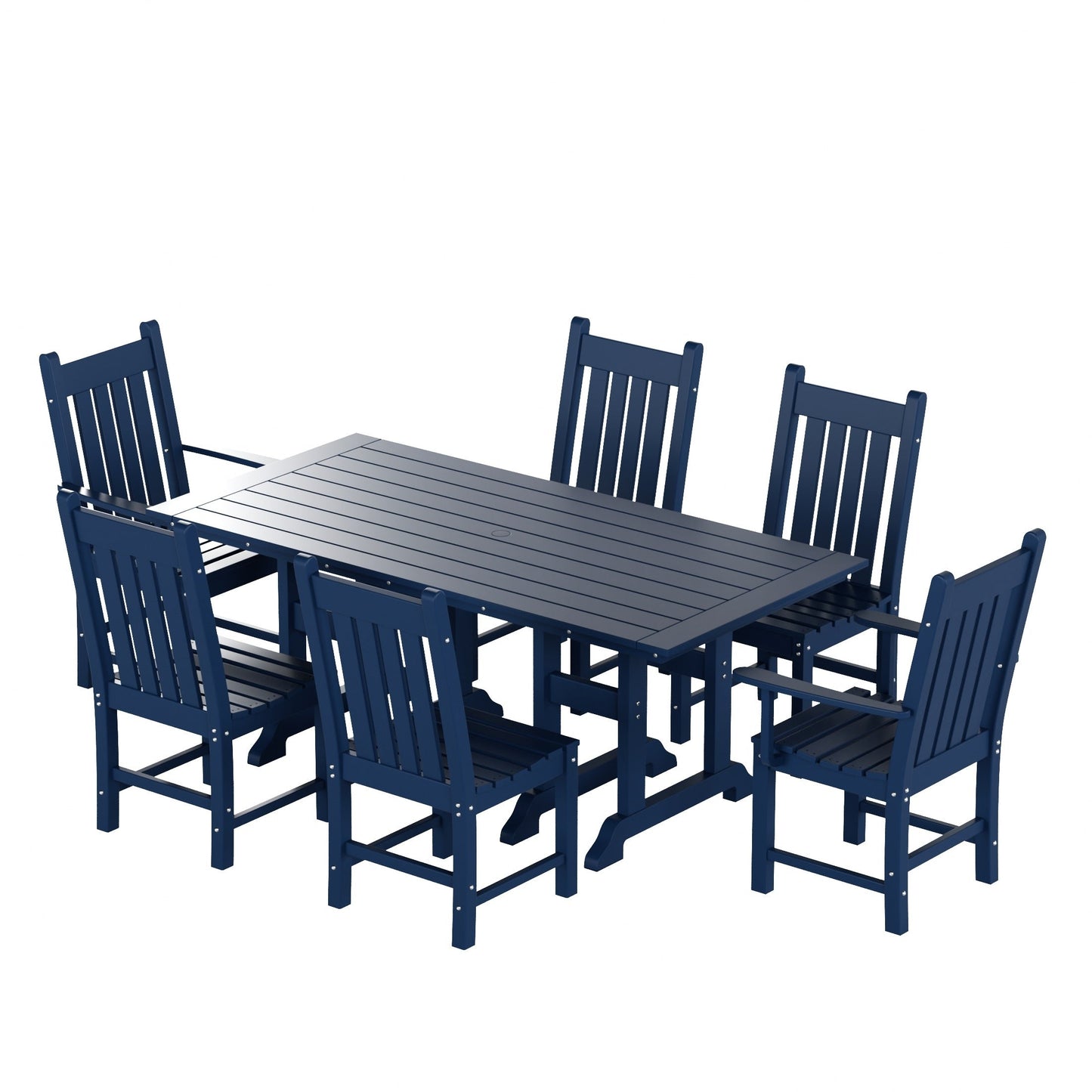 Polytrends Laguna Hdpe All Weather Outdoor Patio Dining Set with Rectangle Table, Side Chairs (7-Piece Set)
